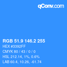 Color code: RGB 51.9 146.2 255 | qconv.com