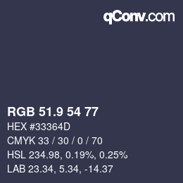 Color code: RGB 51.9 54 77 | qconv.com