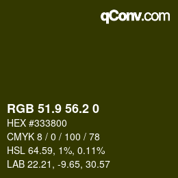 カラーコード: RGB 51.9 56.2 0 | qconv.com
