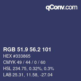 Color code: RGB 51.9 56.2 101 | qconv.com