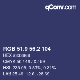 Color code: RGB 51.9 56.2 104 | qconv.com