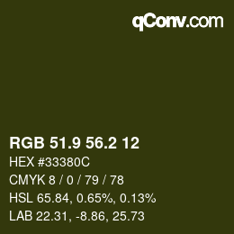 Color code: RGB 51.9 56.2 12 | qconv.com
