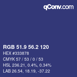 カラーコード: RGB 51.9 56.2 120 | qconv.com