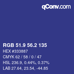 カラーコード: RGB 51.9 56.2 135 | qconv.com