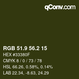 Color code: RGB 51.9 56.2 15 | qconv.com