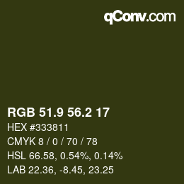 カラーコード: RGB 51.9 56.2 17 | qconv.com