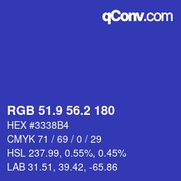 カラーコード: RGB 51.9 56.2 180 | qconv.com