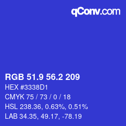 カラーコード: RGB 51.9 56.2 209 | qconv.com