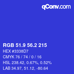 カラーコード: RGB 51.9 56.2 215 | qconv.com