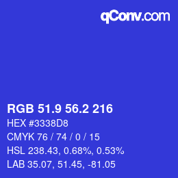 カラーコード: RGB 51.9 56.2 216 | qconv.com
