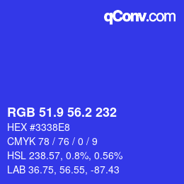 カラーコード: RGB 51.9 56.2 232 | qconv.com