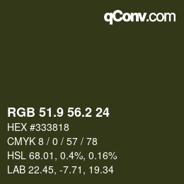 Color code: RGB 51.9 56.2 24 | qconv.com