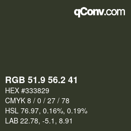 Color code: RGB 51.9 56.2 41 | qconv.com