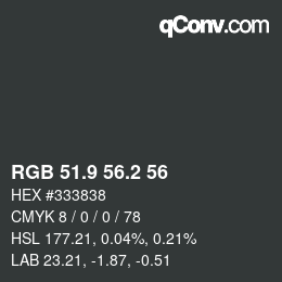 Color code: RGB 51.9 56.2 56 | qconv.com