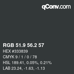 Color code: RGB 51.9 56.2 57 | qconv.com