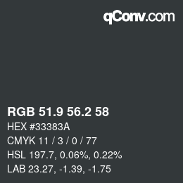Color code: RGB 51.9 56.2 58 | qconv.com