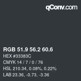 カラーコード: RGB 51.9 56.2 60.6 | qconv.com
