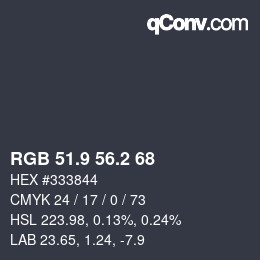 Color code: RGB 51.9 56.2 68 | qconv.com