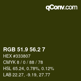 Color code: RGB 51.9 56.2 7 | qconv.com