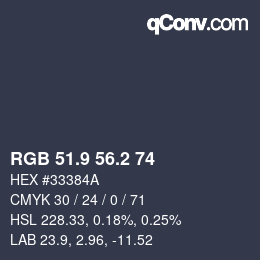 カラーコード: RGB 51.9 56.2 74 | qconv.com