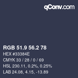 Código de color: RGB 51.9 56.2 78 | qconv.com