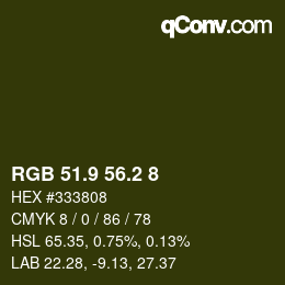 カラーコード: RGB 51.9 56.2 8 | qconv.com