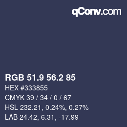 Color code: RGB 51.9 56.2 85 | qconv.com