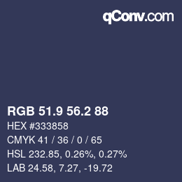 Color code: RGB 51.9 56.2 88 | qconv.com