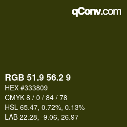 Color code: RGB 51.9 56.2 9 | qconv.com
