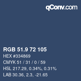 カラーコード: RGB 51.9 72 105 | qconv.com