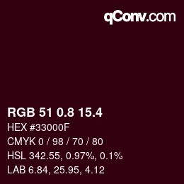 カラーコード: RGB 51 0.8 15.4 | qconv.com