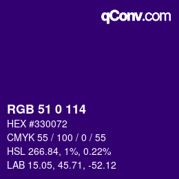 Color code: RGB 51 0 114 | qconv.com