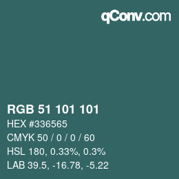 Color code: RGB 51 101 101 | qconv.com