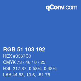 カラーコード: RGB 51 103 192 | qconv.com