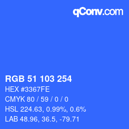 Color code: RGB 51 103 254 | qconv.com