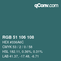 颜色代码: RGB 51 106 108 | qconv.com