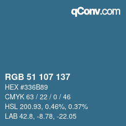 カラーコード: RGB 51 107 137 | qconv.com