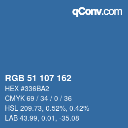 Color code: RGB 51 107 162 | qconv.com