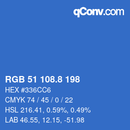 Color code: RGB 51 108.8 198 | qconv.com