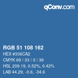 Color code: RGB 51 108 162 | qconv.com