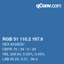 カラーコード: RGB 51 110.2 167.6 | qconv.com
