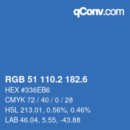 カラーコード: RGB 51 110.2 182.6 | qconv.com