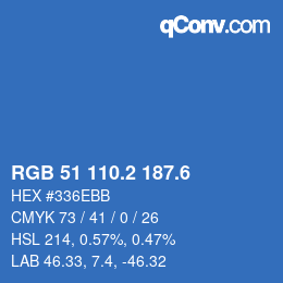 カラーコード: RGB 51 110.2 187.6 | qconv.com