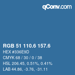 カラーコード: RGB 51 110.6 157.6 | qconv.com