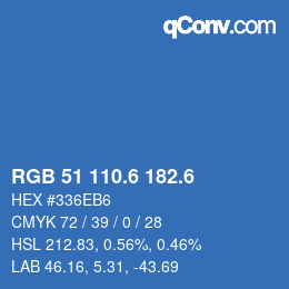 カラーコード: RGB 51 110.6 182.6 | qconv.com