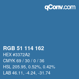Color code: RGB 51 114 162 | qconv.com