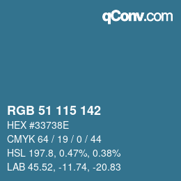 Color code: RGB 51 115 142 | qconv.com