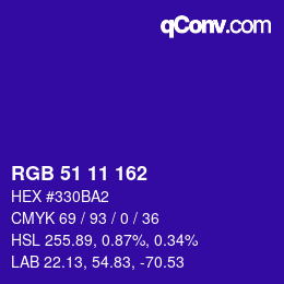 Código de color: RGB 51 11 162 | qconv.com