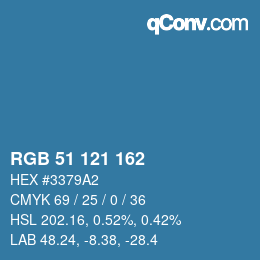 Color code: RGB 51 121 162 | qconv.com