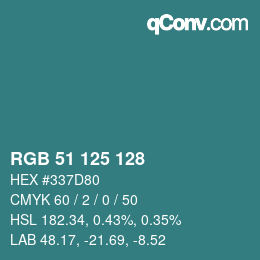 颜色代码: RGB 51 125 128 | qconv.com